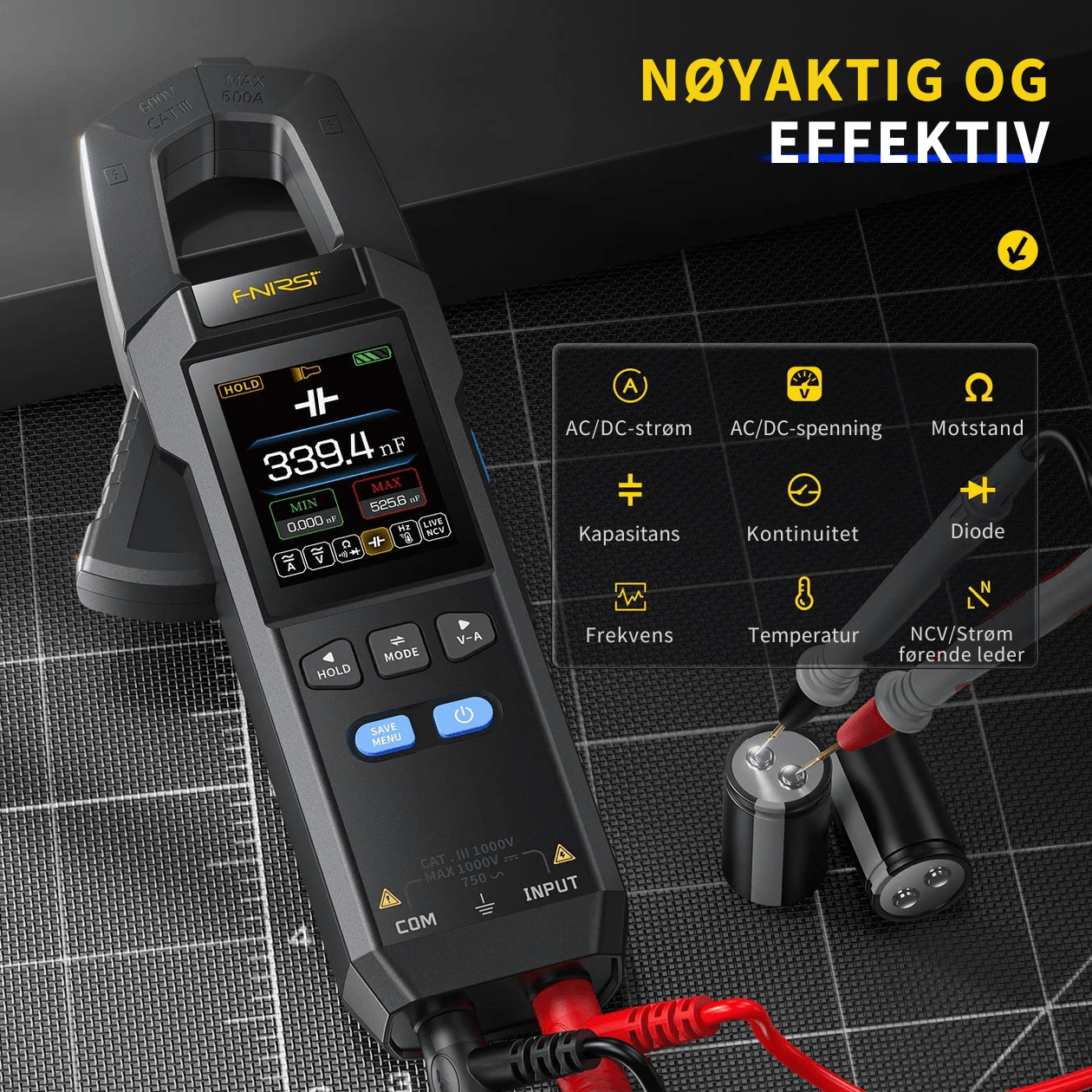 DMC - 100 SmartMeter™ | Presisjons Strømtang Multimeter med Fargeskjerm - NordHjem