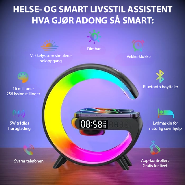 GlowTunes Smart Lamp - Multifunksjonell Bluetooth - høyttaler - NordHjem