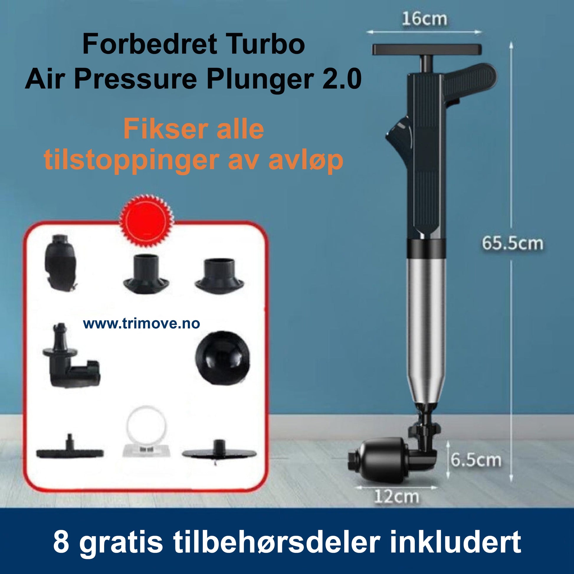 Forbedret Turbo Air Pressure Plunger 2.0™ - Fjerner alle tilstoppinger! - NordHjem