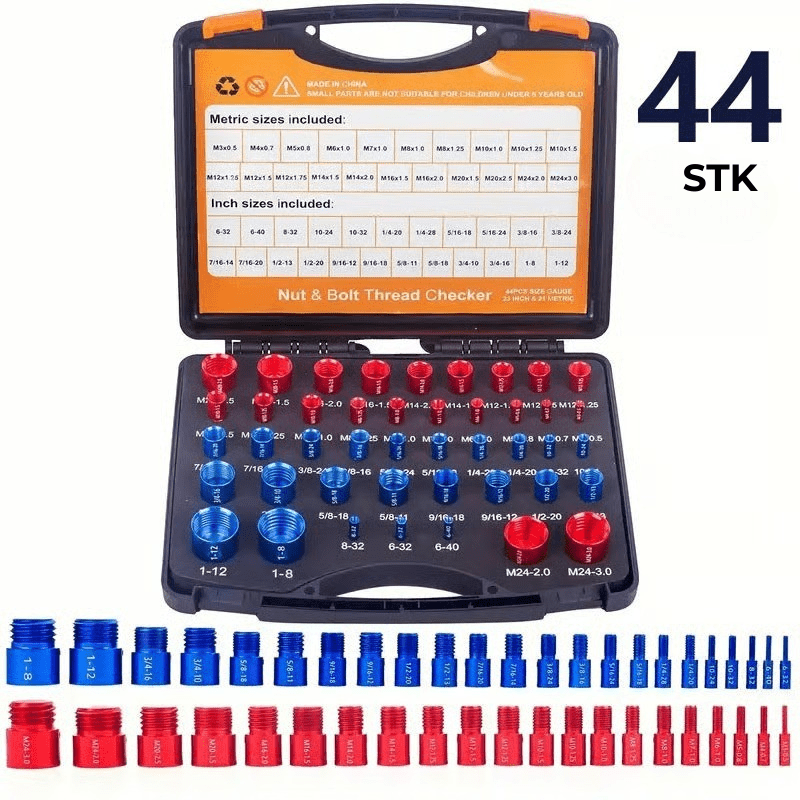 BoltGauge X44 – 44 - delt Universalt Gjengekontrollsett (Metrisk og SAE) - NordHjem