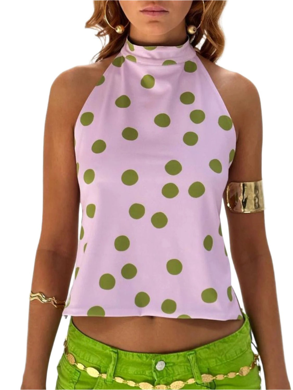Kvinne Halterneck Tank Top Ryggløs Lett Stretch - NordHjem