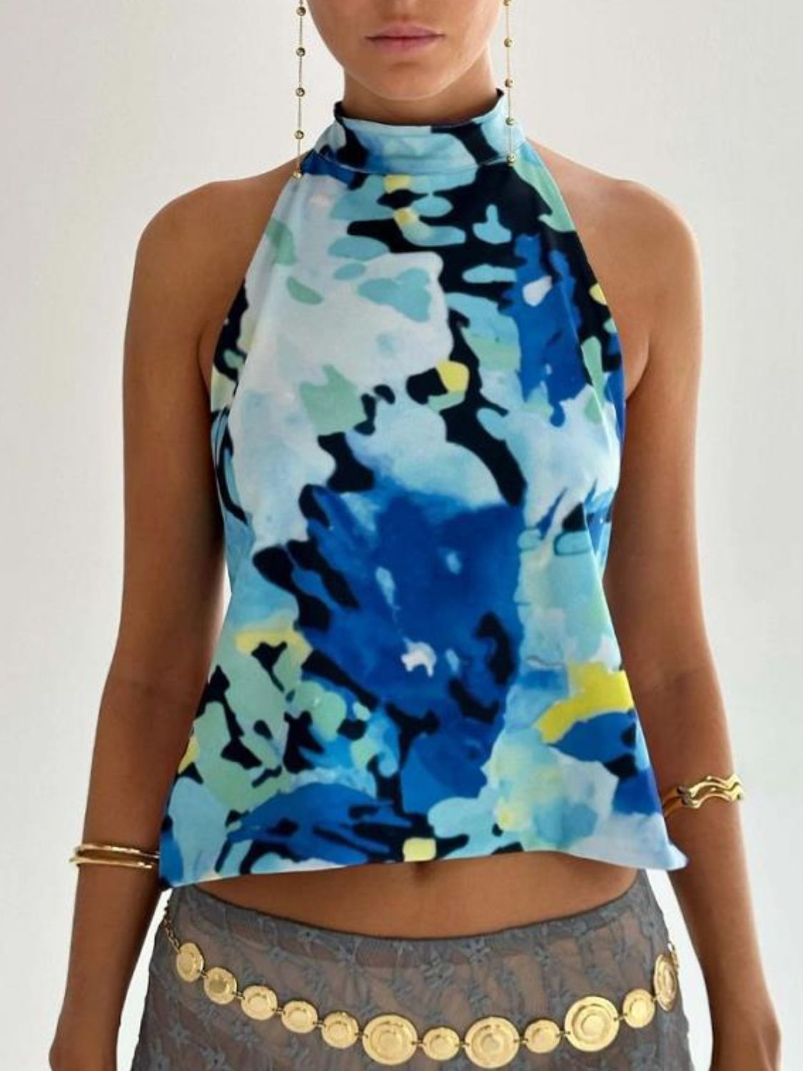 Kvinne Halterneck Tank Top Ryggløs Lett Stretch - NordHjem