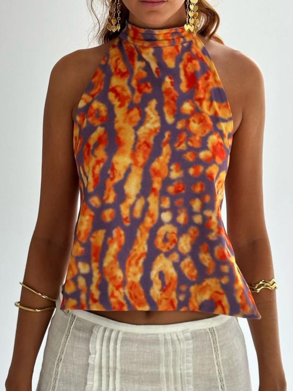Kvinne Halterneck Tank Top Ryggløs Lett Stretch - NordHjem