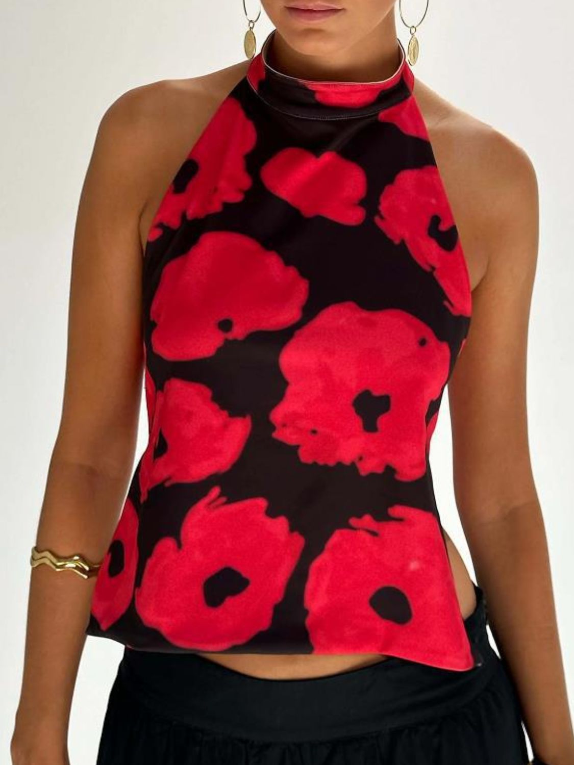 Kvinne Halterneck Tank Top Ryggløs Lett Stretch - NordHjem