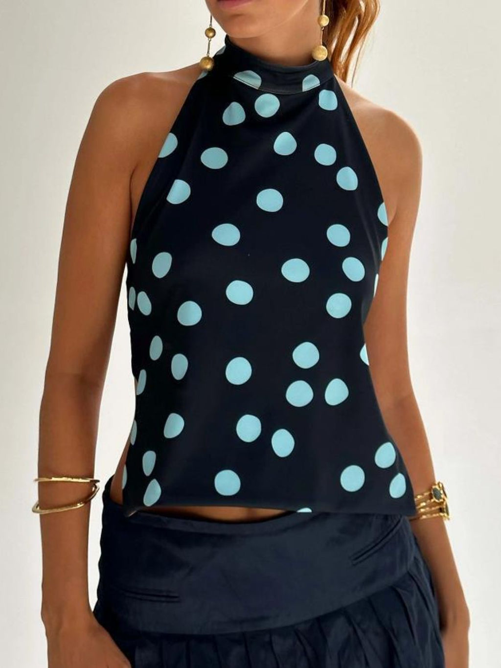 Kvinne Halterneck Tank Top Ryggløs Lett Stretch - NordHjem
