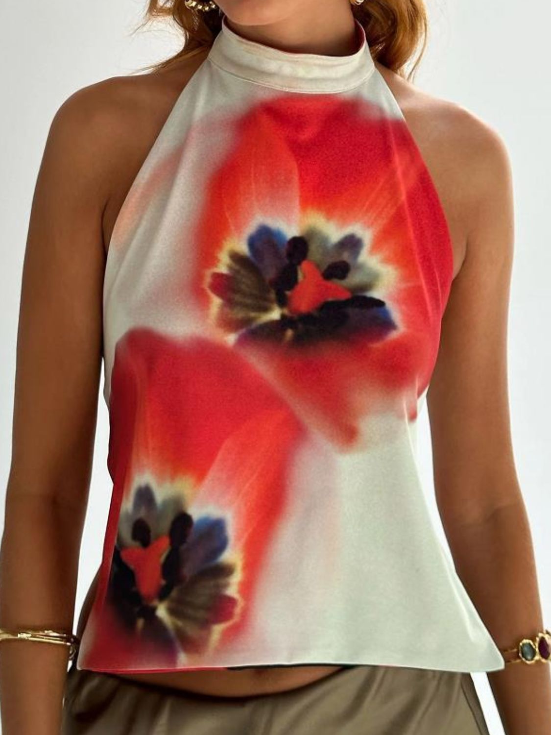 Kvinne Halterneck Tank Top Ryggløs Lett Stretch - NordHjem
