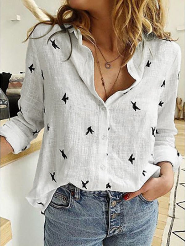 Kvinne Loose Long Sleeve Lin Skjorte - NordHjem