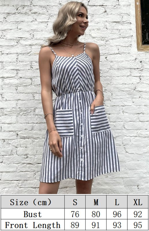 Kvinne Slip Dress Stripet Bomull - NordHjem