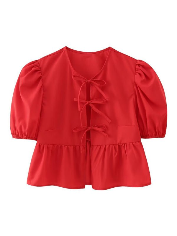 Kvinne Strappy Puff Sleeve Skjorte - NordHjem