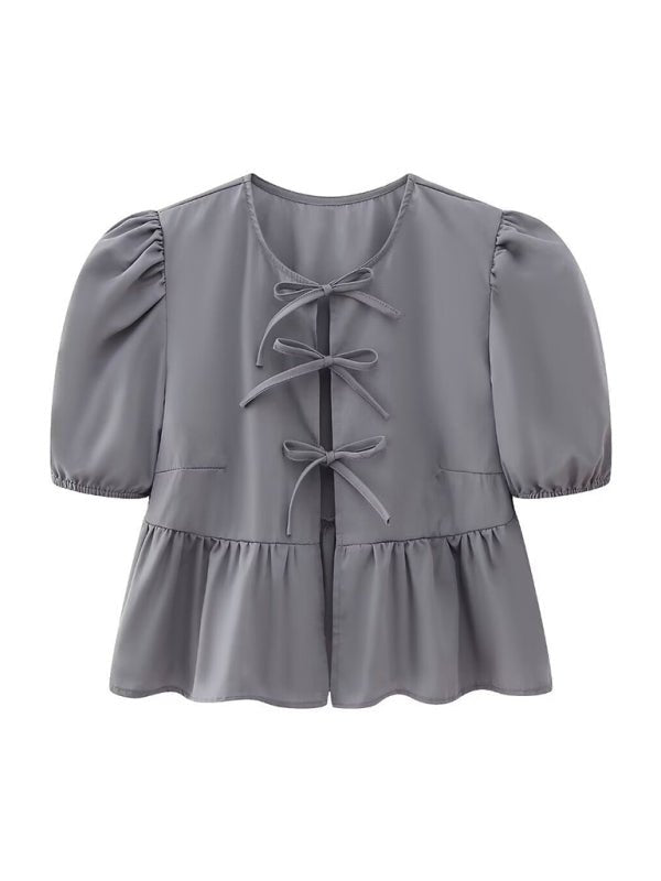 Kvinne Strappy Puff Sleeve Skjorte - NordHjem