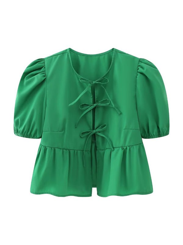 Kvinne Strappy Puff Sleeve Skjorte - NordHjem