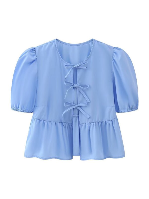 Kvinne Strappy Puff Sleeve Skjorte - NordHjem
