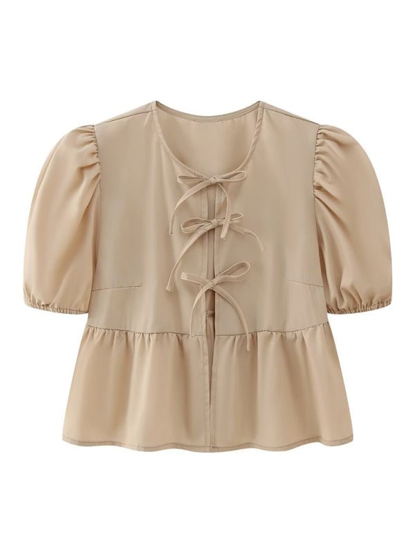 Kvinne Strappy Puff Sleeve Skjorte - NordHjem