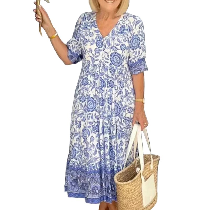 Kvinnenes Maxikjole V - Utringning Boho Stil - NordHjem