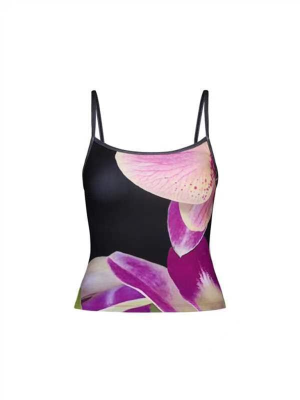 Kvinners Crop Top Blomstertrykk Ryggløs Spaghetti Stropp - NordHjem