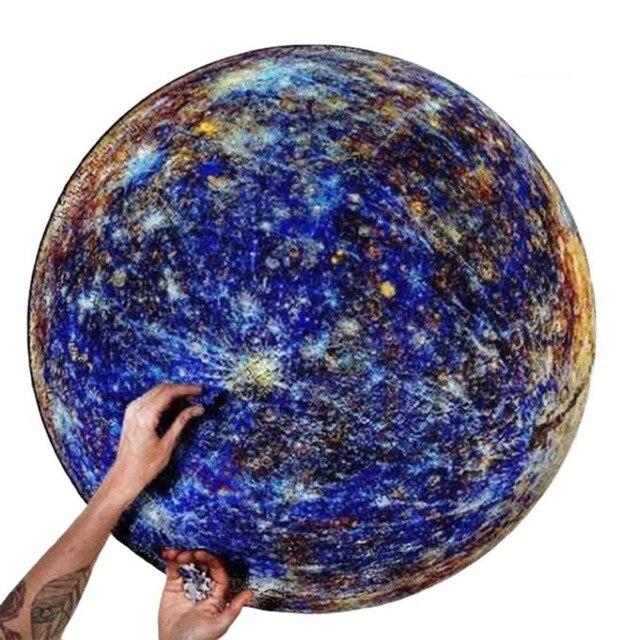 LuxHome Rundt Puslespill – 1000 Biter | Månen, Mars, Venus & Jorden | 68 cm i Diameter - NordHjem