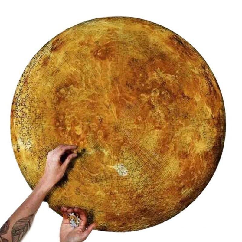 LuxHome Rundt Puslespill – 1000 Biter | Månen, Mars, Venus & Jorden | 68 cm i Diameter - NordHjem