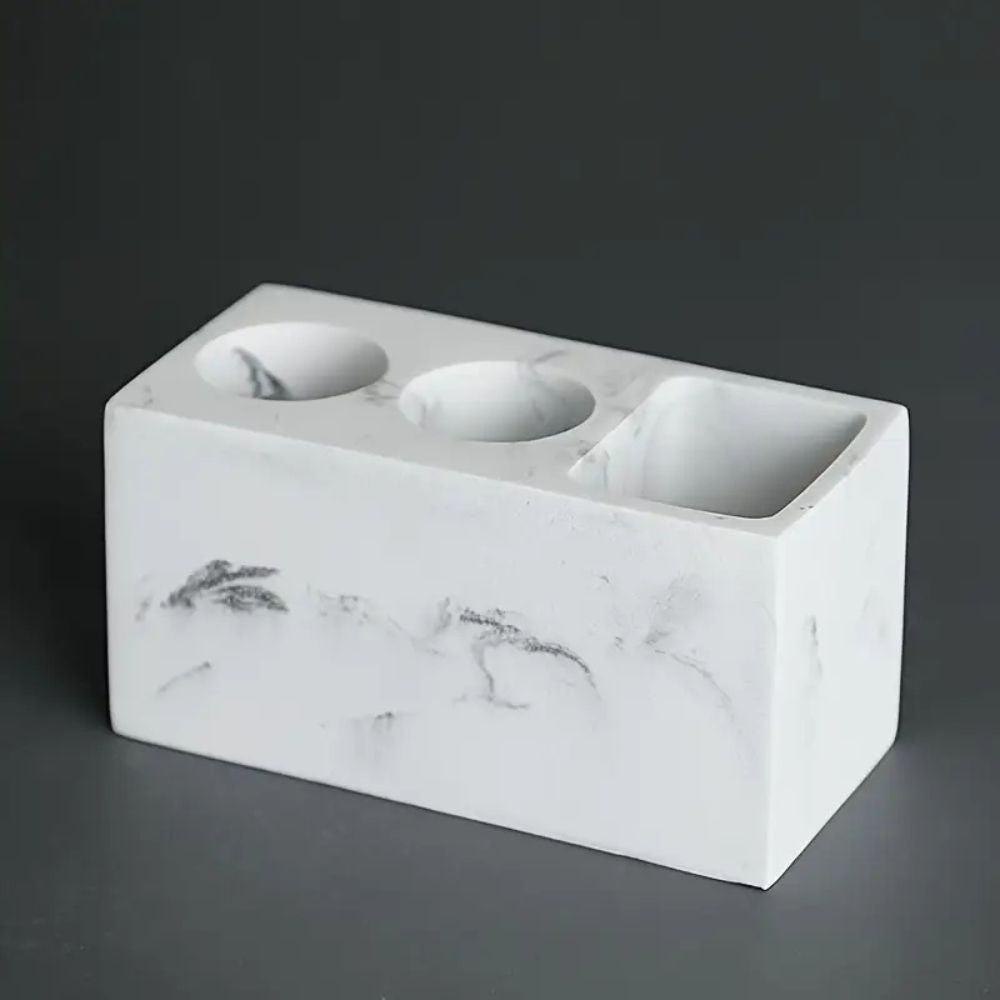 Tannbørsteholder i resin med parmotiv – Koksgrå Swirl