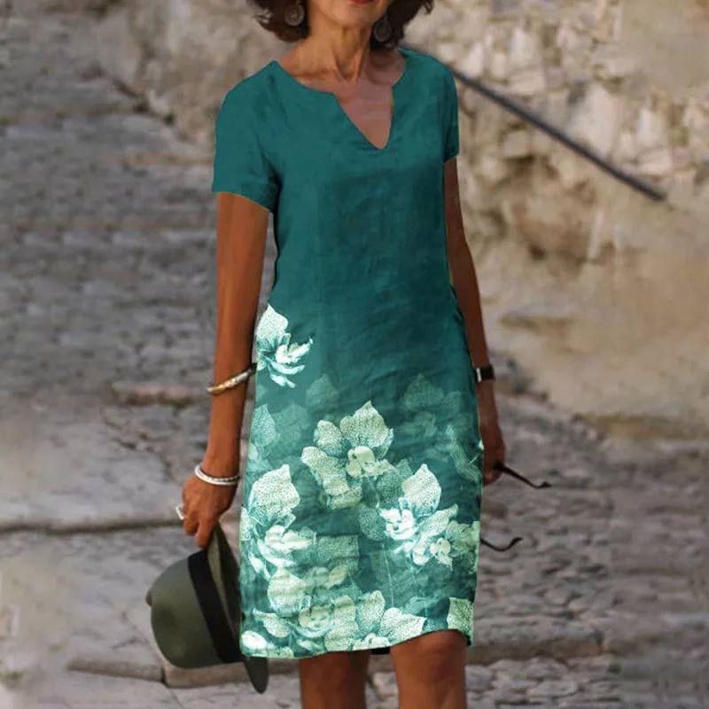 Maxikjole Dame Blomsterdesign Lett Materiale - NordHjem