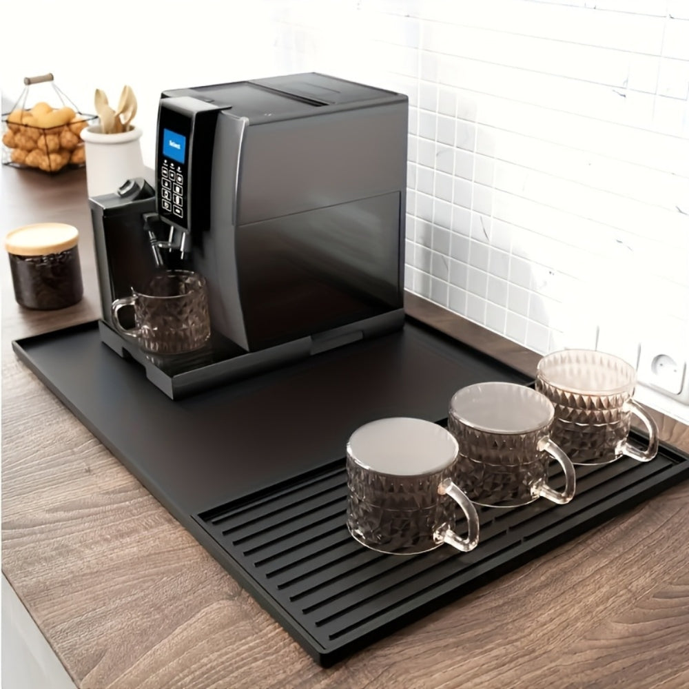 Multifunksjonell kaffebarmatte i silikon med avrenning – Koksgrå Svart