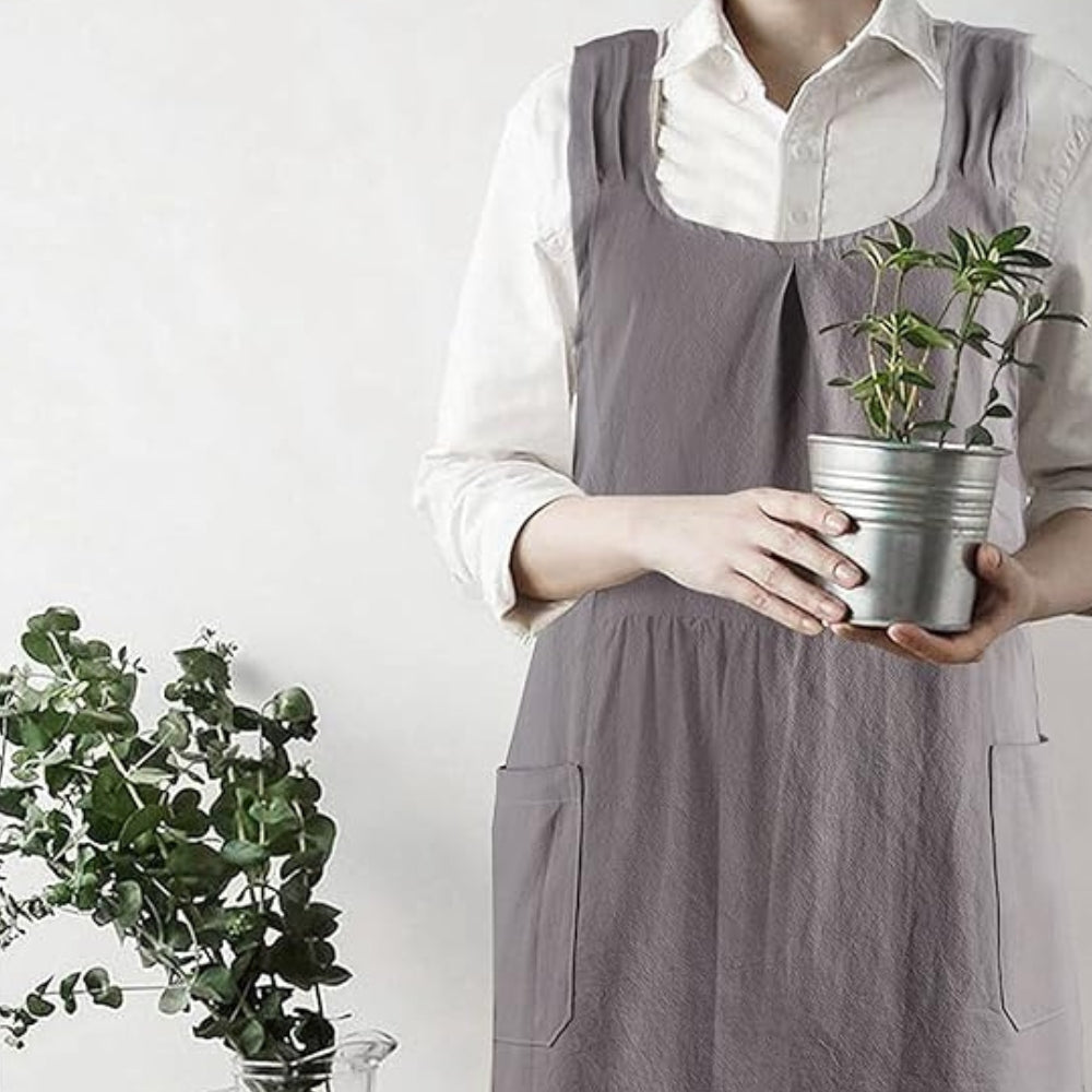 Nari koreansk-inspirert forkle med kryssrygg