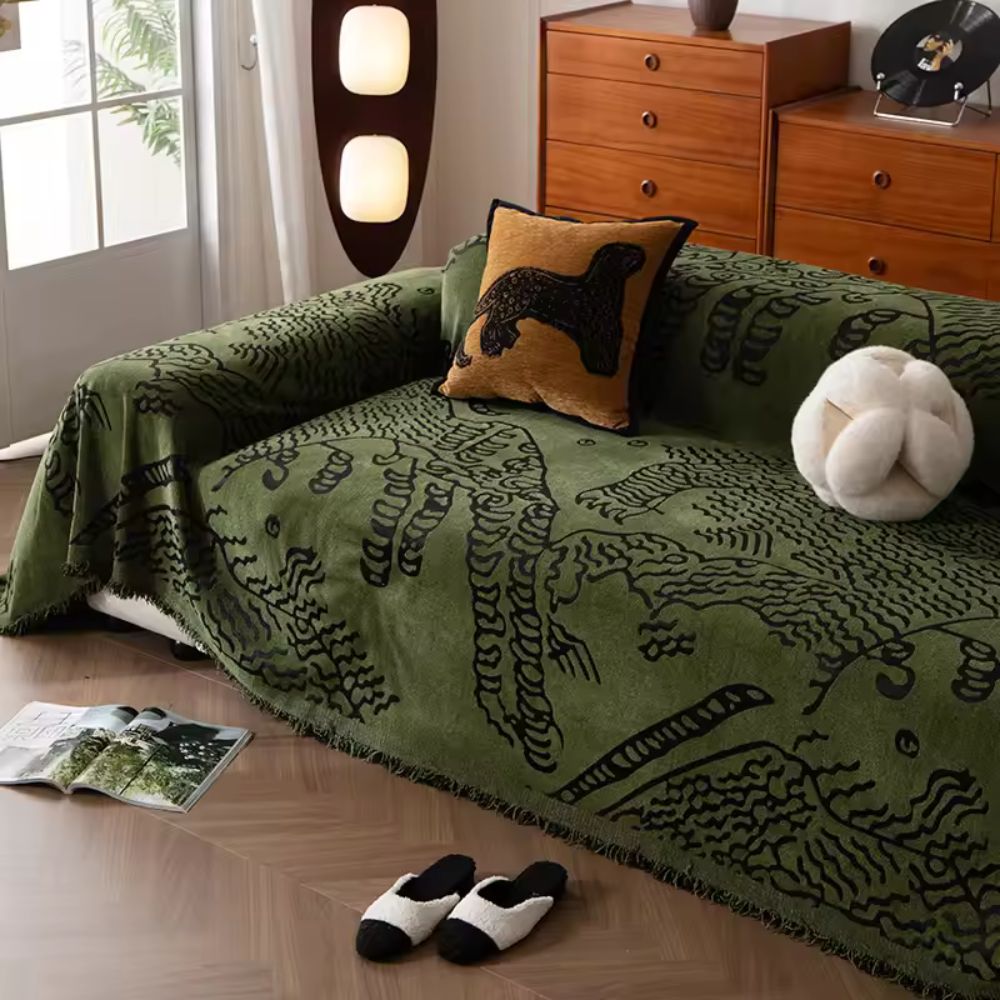 Sofatrekk med naturskissemønster