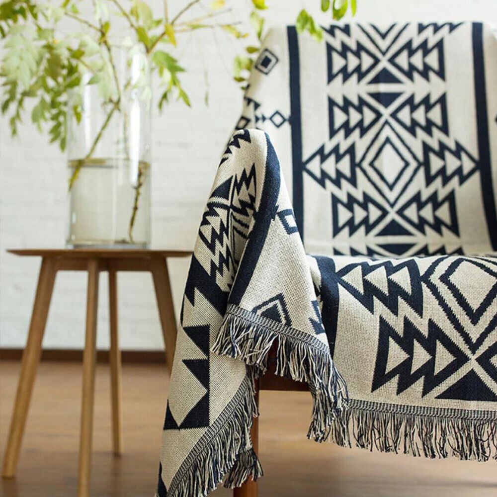 Nomad Weave boho-pledd – Koksgrå Maze