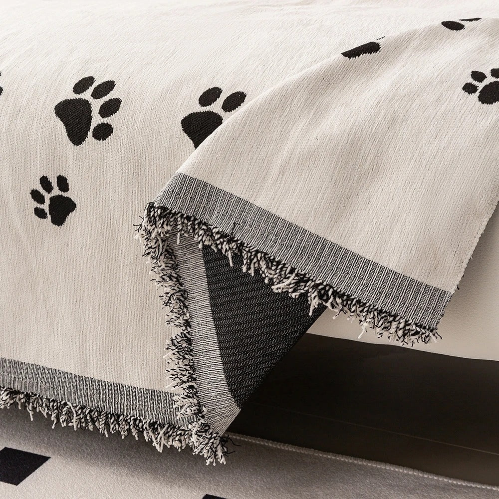 Nordisk chenille-sofatrekk med katteposer