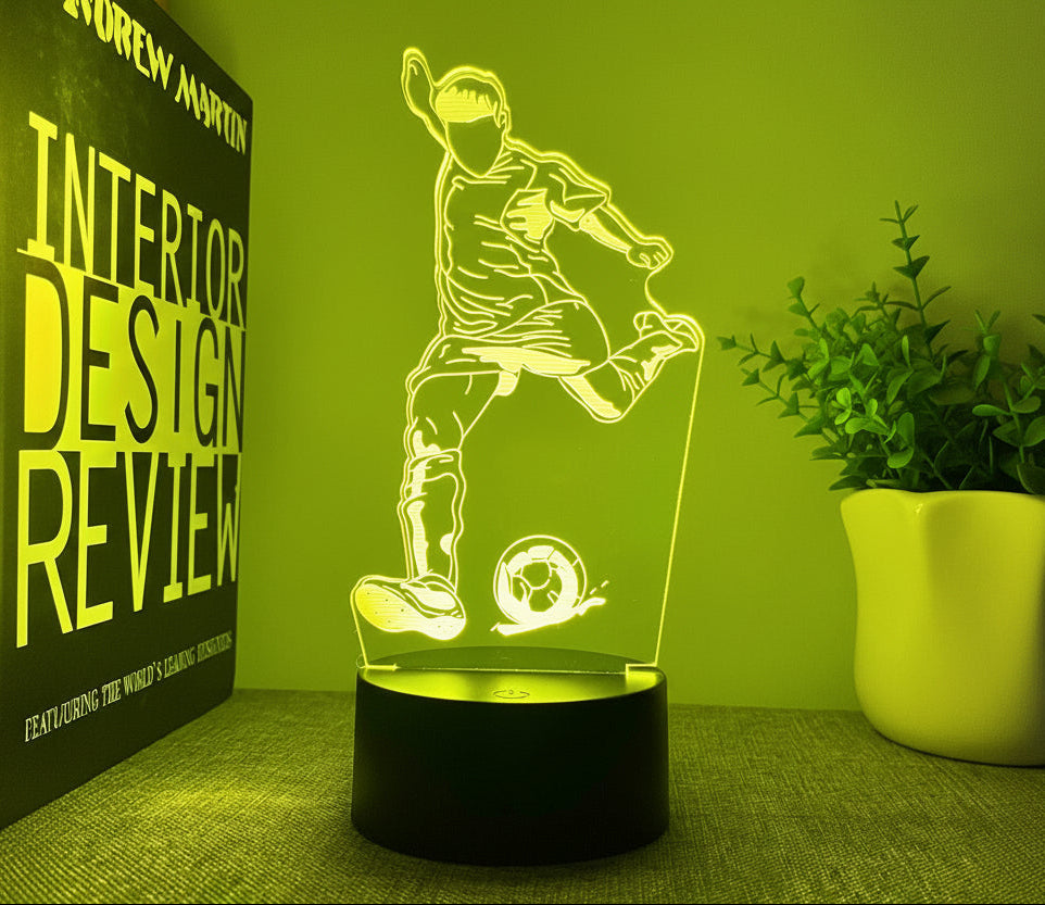 Fotball 3D Illusjon LED-Lampe - Nattlampe - 16 Farger