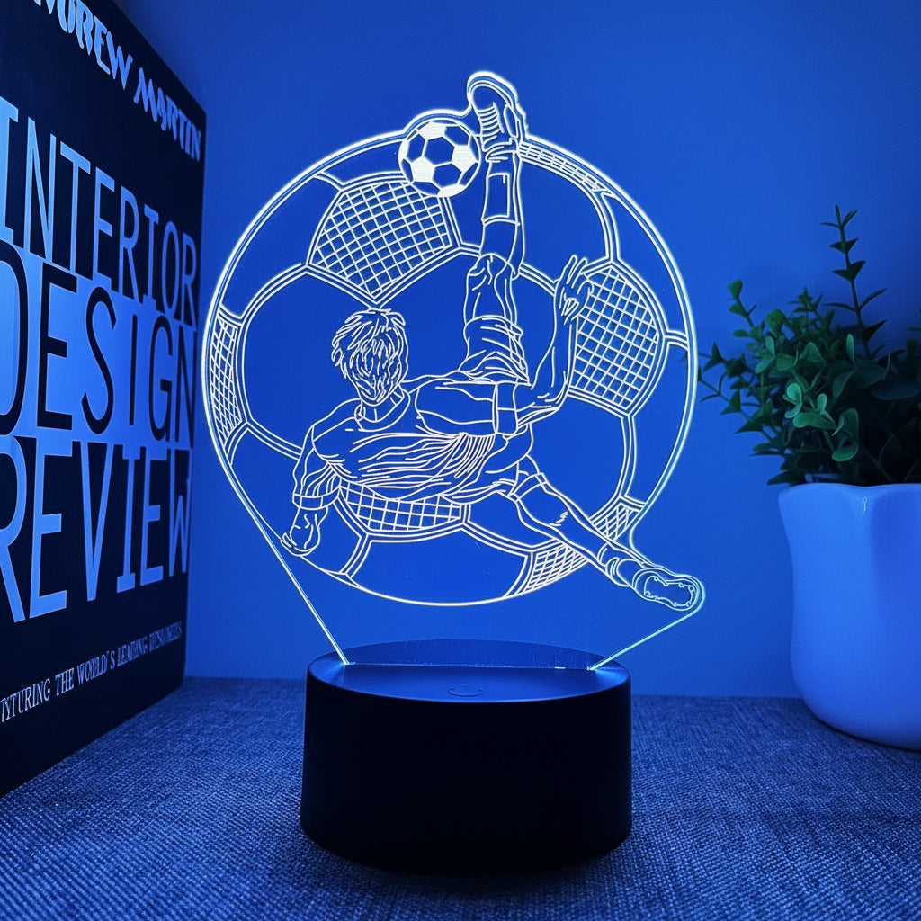 Fotball 3D Illusjon LED-Lampe - Nattlampe - 16 Farger