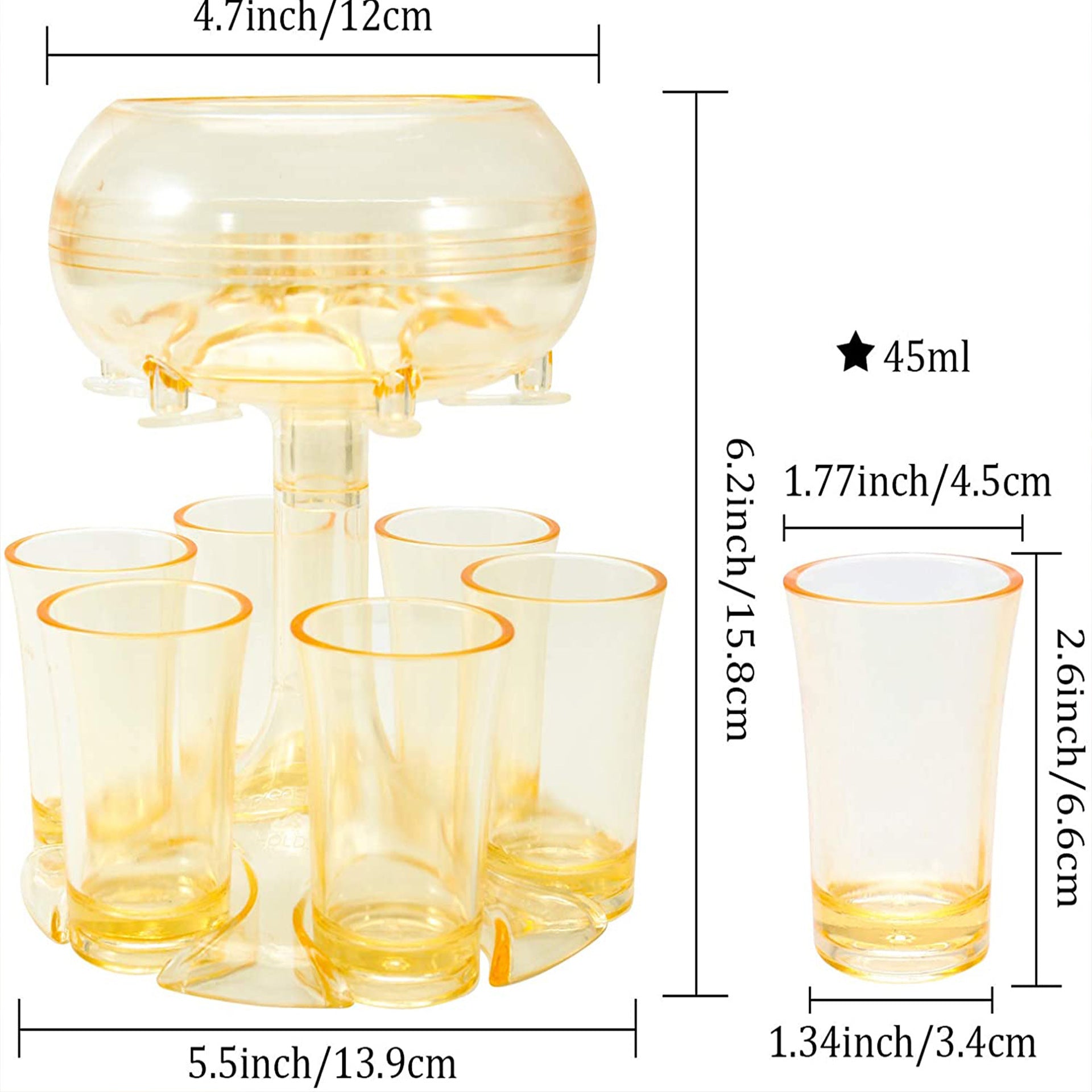 6 Shot Glass Dispenser og holder