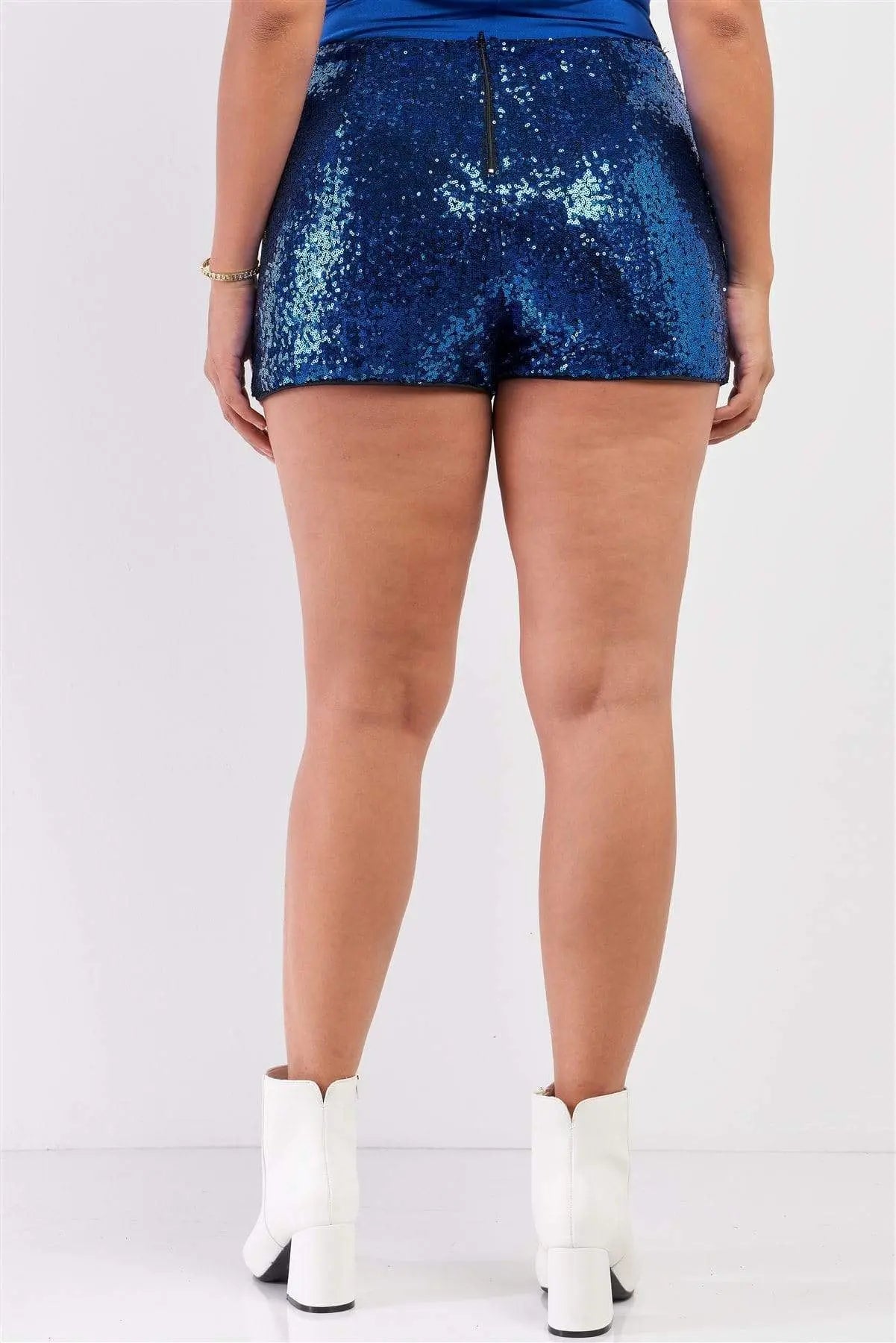 Plus Size Mini Shorts Høy Midje Paljetter 100% Polyester - NordHjem
