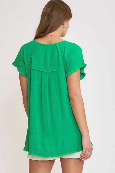 Plus Size Top med Rynkede Kanter - NordHjem