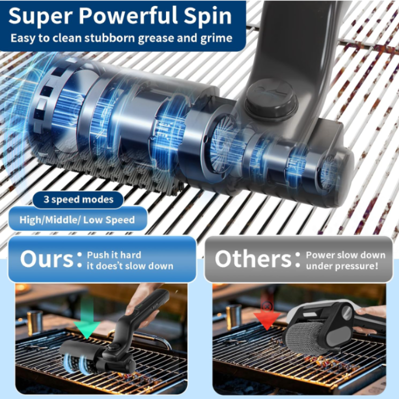 Globetrek° PowerBrush: Elektrisk Power Grill Rengjøringsbørste Med Roterende Dyp Rengjøring