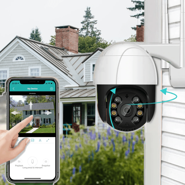 Utendørs IP - kamera | Full HD 1080P | Pan/Tilt | Nattsyn | Bevegelsesdeteksjon | Vanntett (IP66) | WiFi & LAN | SecuFirst App - NordHjem