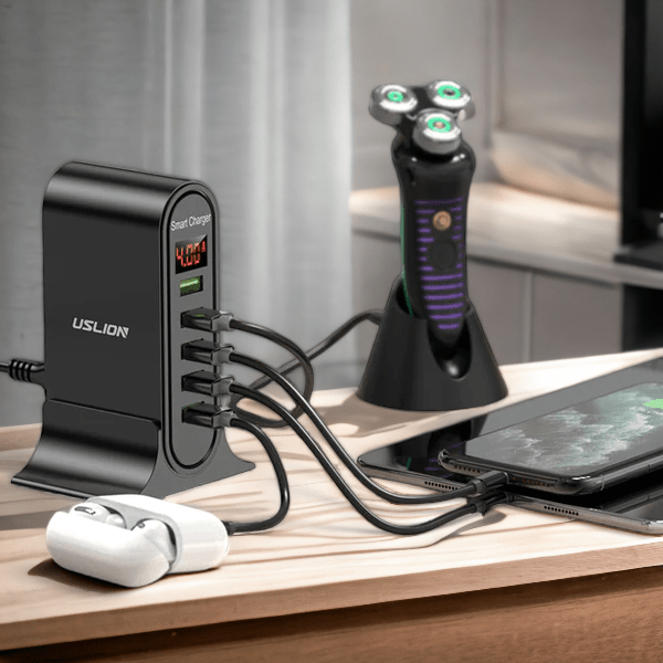 5 - Port USB - ladestasjon – Rask og effektiv lader for flere enheter hjemme og på kontoret - NordHjem