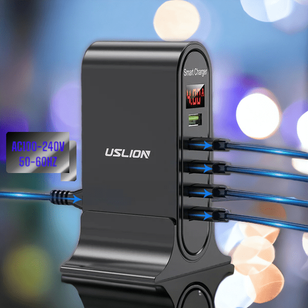 5 - Port USB - ladestasjon – Rask og effektiv lader for flere enheter hjemme og på kontoret - NordHjem