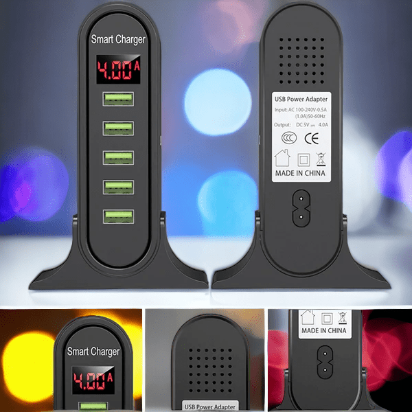 5 - Port USB - ladestasjon – Rask og effektiv lader for flere enheter hjemme og på kontoret - NordHjem