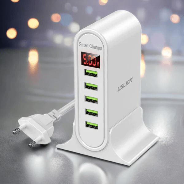 5 - Port USB - ladestasjon – Rask og effektiv lader for flere enheter hjemme og på kontoret - NordHjem