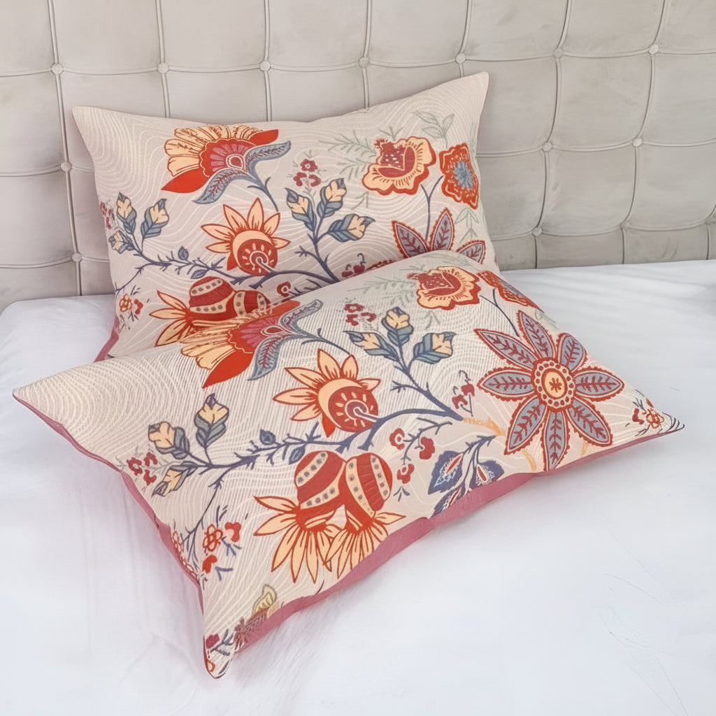 Rustikke boho-putetrekk med blomster | Sett med 2