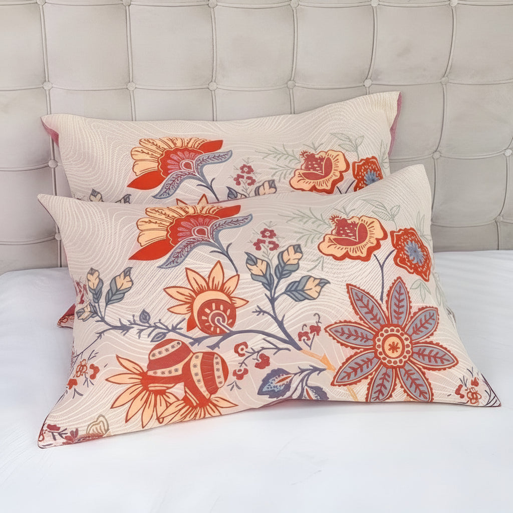 Rustikke boho-putetrekk med blomster | Sett med 2