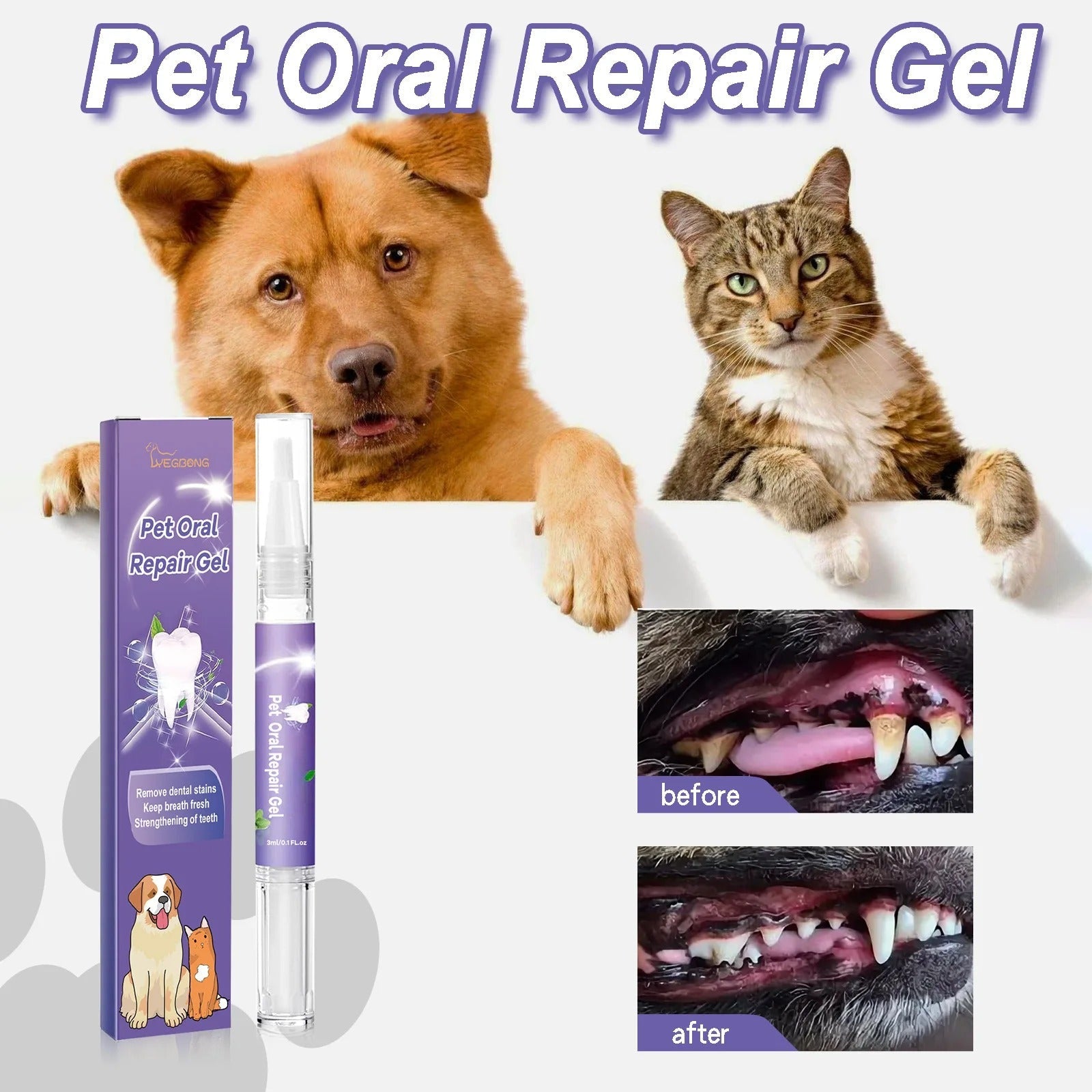 DogCatFri™  DentalPet: Kjæledyr Dental Reparasjon Og Rengjøring Gel