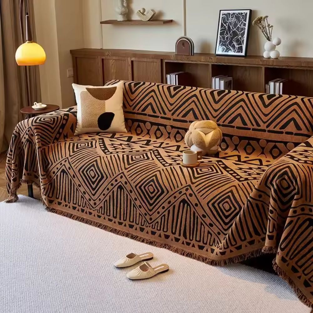 Savanna Geo chenille-sofatrekk