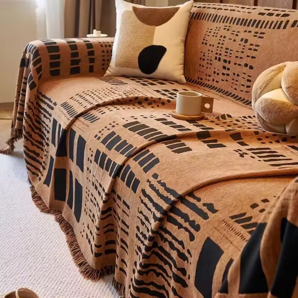 Savanna Geo chenille-sofatrekk