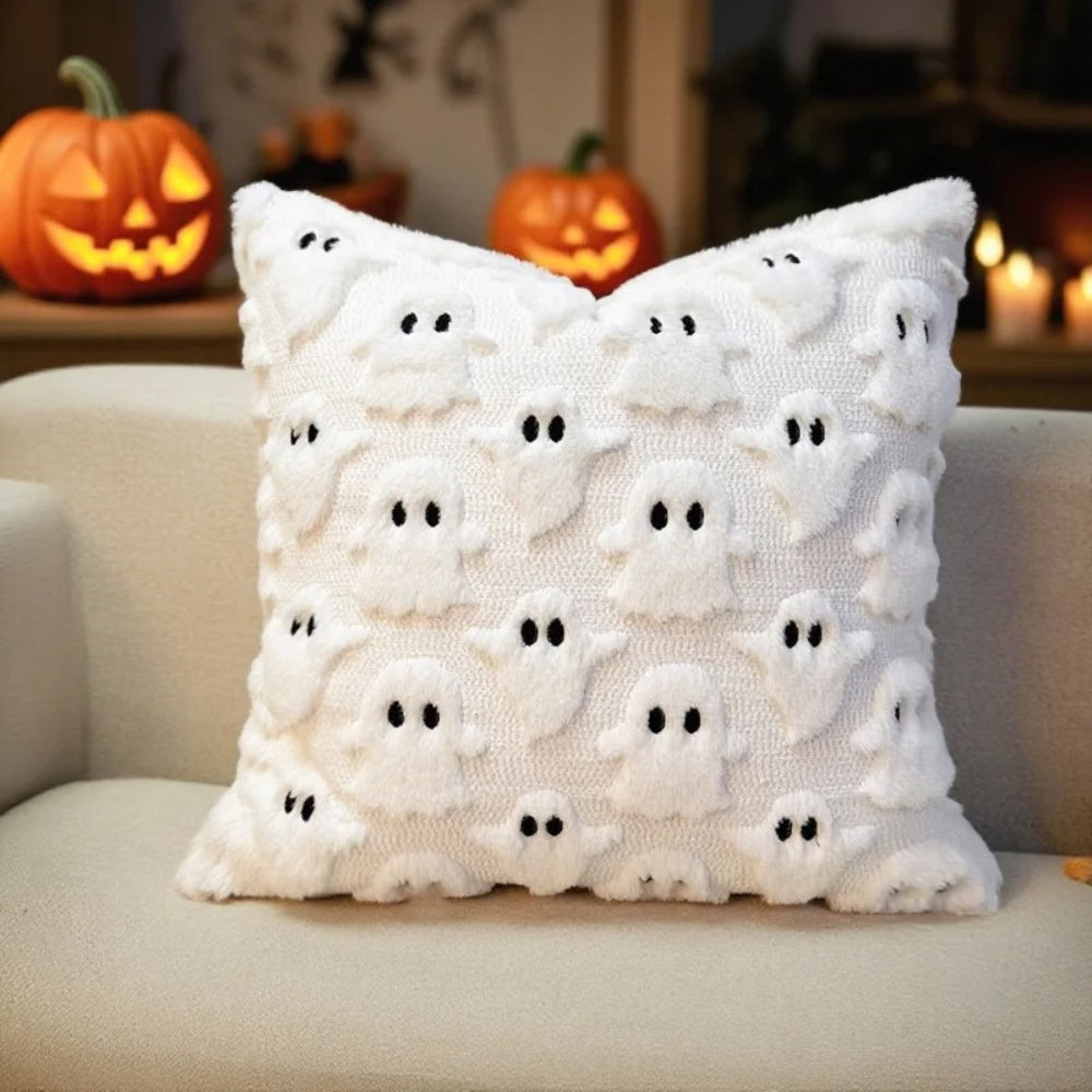 Halloween-putetrekk i plysj med spøkelser