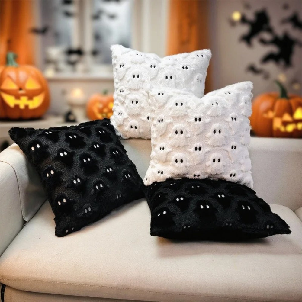 Halloween-putetrekk i plysj med spøkelser