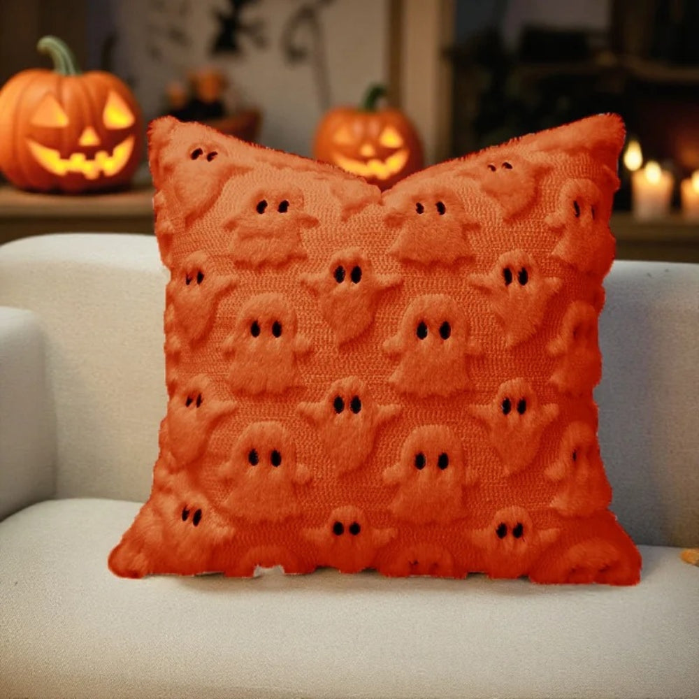 Halloween-putetrekk i plysj med spøkelser
