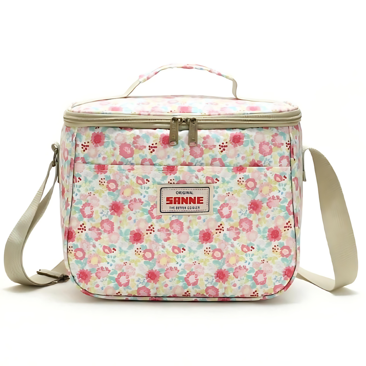 Stilren retro isolert piknikveske med blomster
