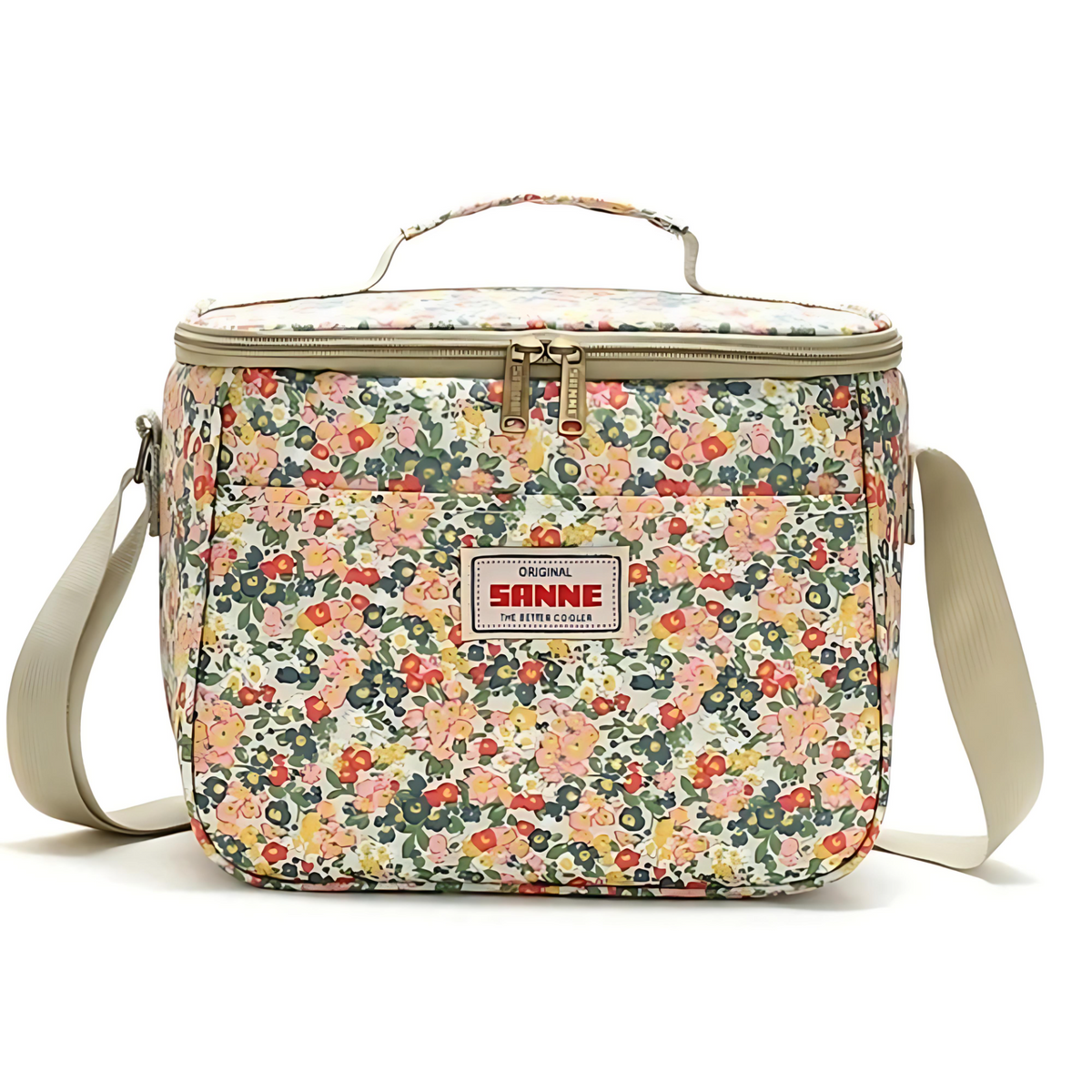 Stilren retro isolert piknikveske med blomster
