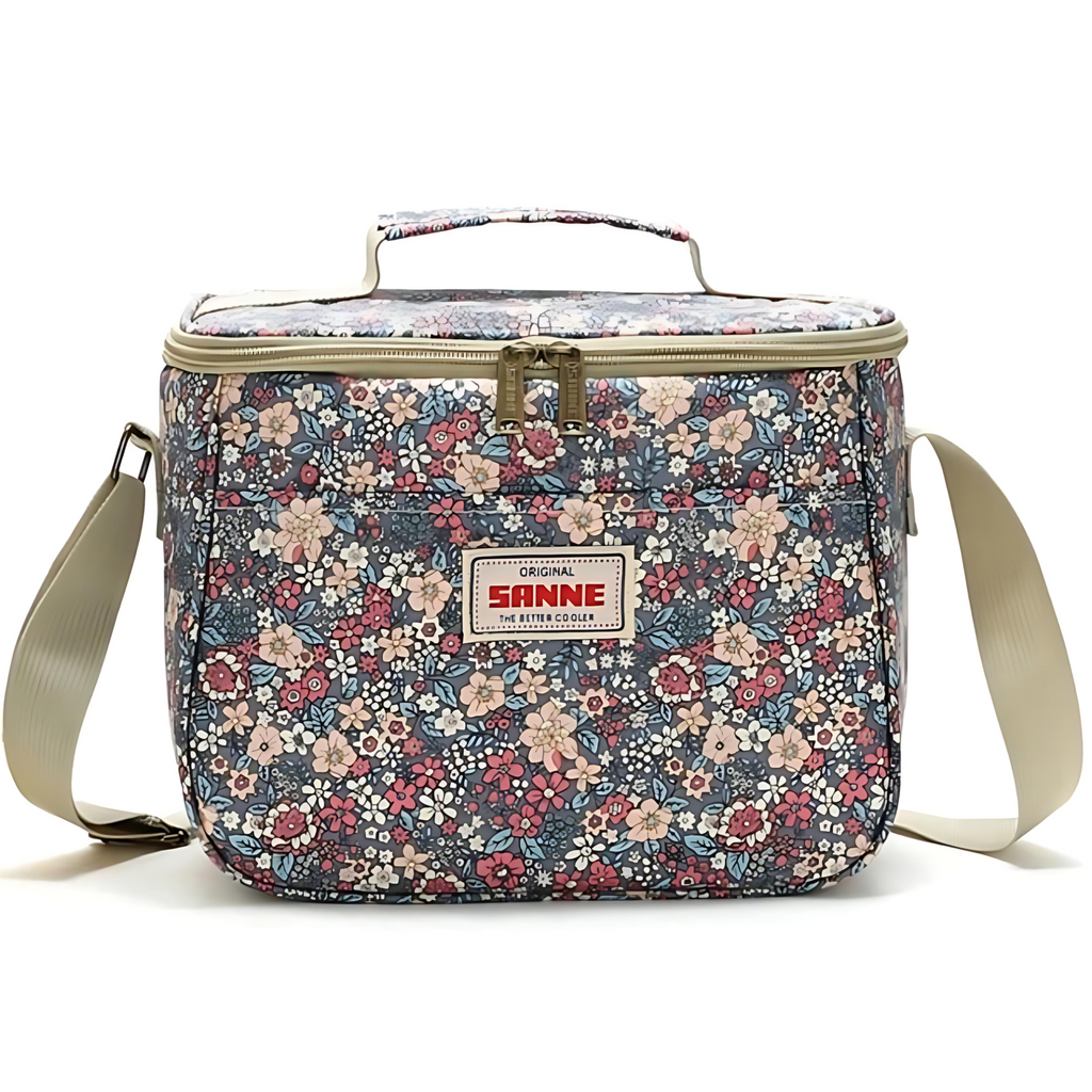 Stilren retro isolert piknikveske med blomster
